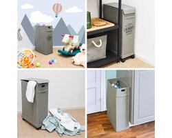 50L Smalle Wasmand met Deksel - 20x40x60 Nis Wasbox - Wasverzamelaar - Opvouwbare Badkamer Mand