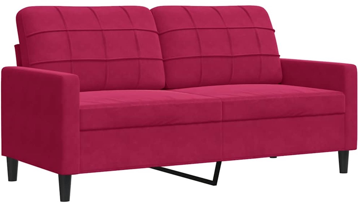 vidaXL Tweezitsbank - 140 - cm - fluweel - wijnrood