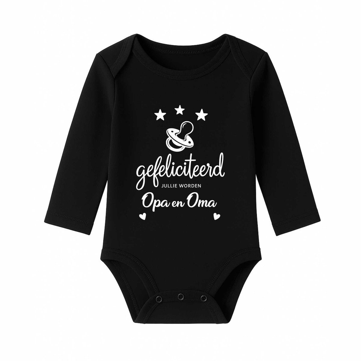 Romper Baby Aankondiging – Gefeliciteerd, jullie worden Opa en Oma – Zwart – Lange mouw – Maat 74/80