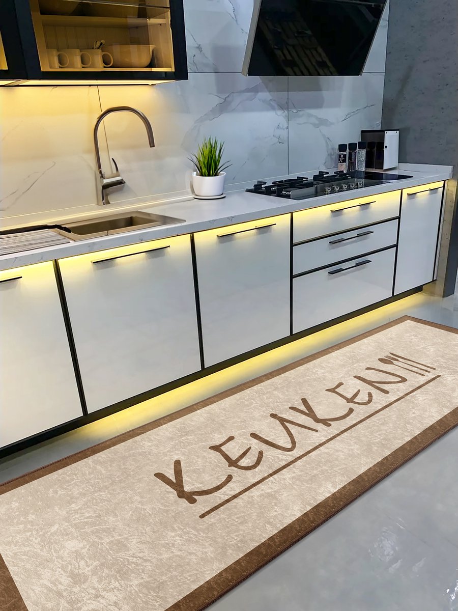 De Groen Home Keukenloper 65x180cm Vloerkleed - KNUS KOKEN COLLECTIE - Wasbaar Antislip - Laagpolig Vuilafstotend & Zacht Tapijt
