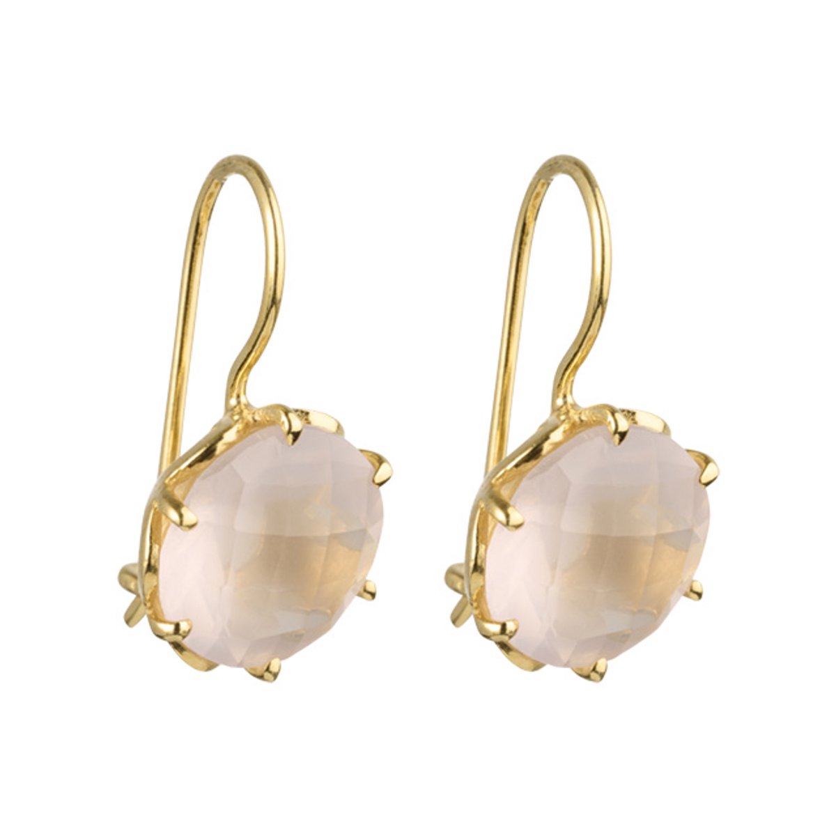 I'M ME JEWELLERY - flowercup oorbellen - rozenkwarts - 24 karaats vermeil goud