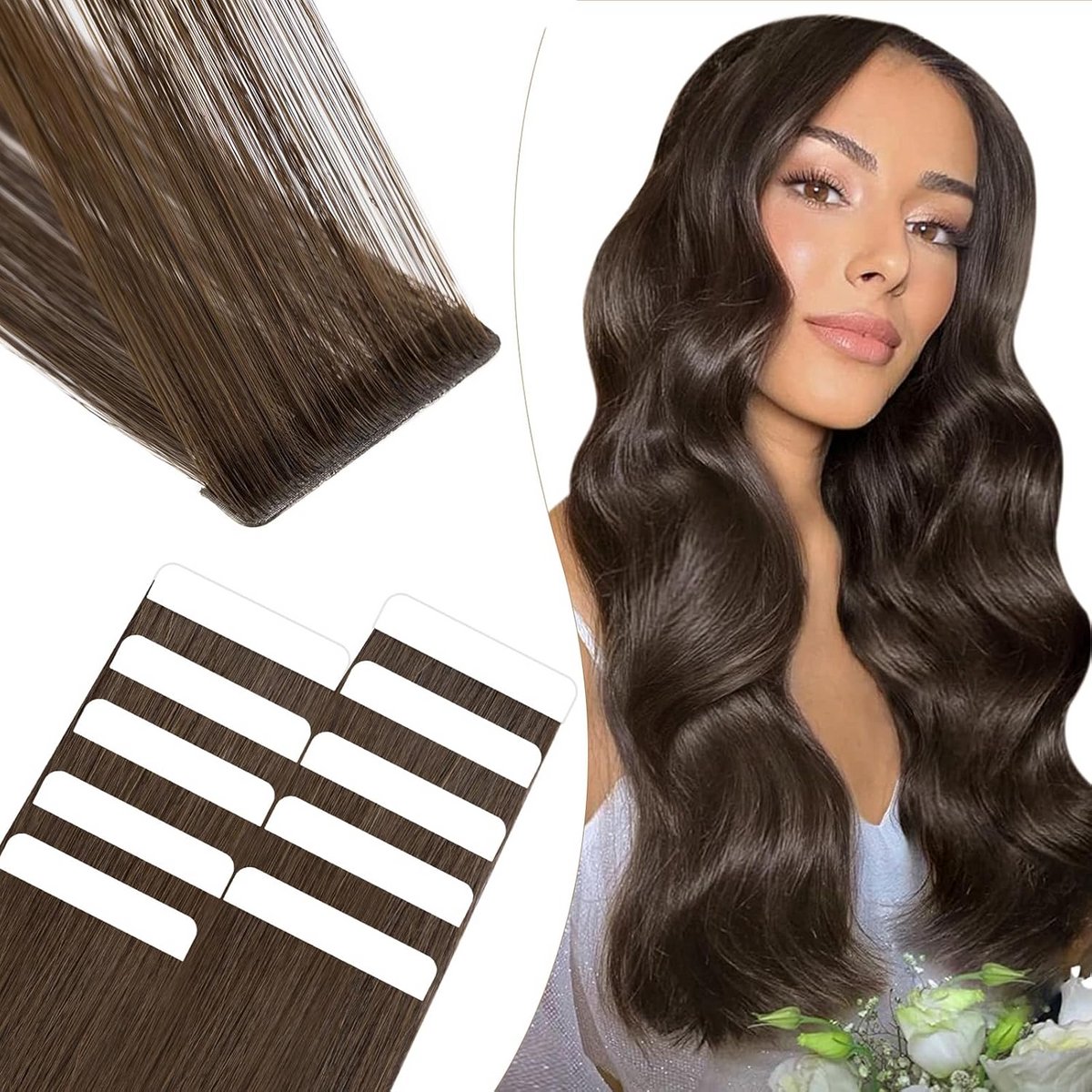 Onzichtbare Tape Haarverlenging Echt Haar 40 cm Balayage Stijlvol Volume