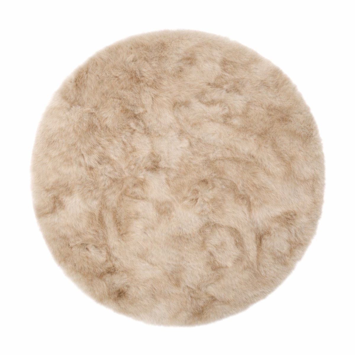 Hoogpolig Fluffy Vloerkleed 200 cm rond Beige/Zand – 30 mm Shaggy Tapijt – Zacht Vloerkleed voor Woonkamer en Slaapkamer