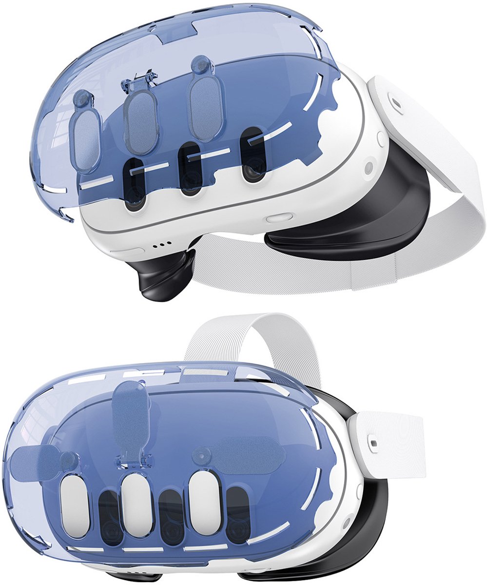 Oculus Quest 3 VR-beschermhoes, VR-headset PC Crystal Cover, geschikt voor Meta Quest 3-accessoires, Quest 3-hoes, blauw