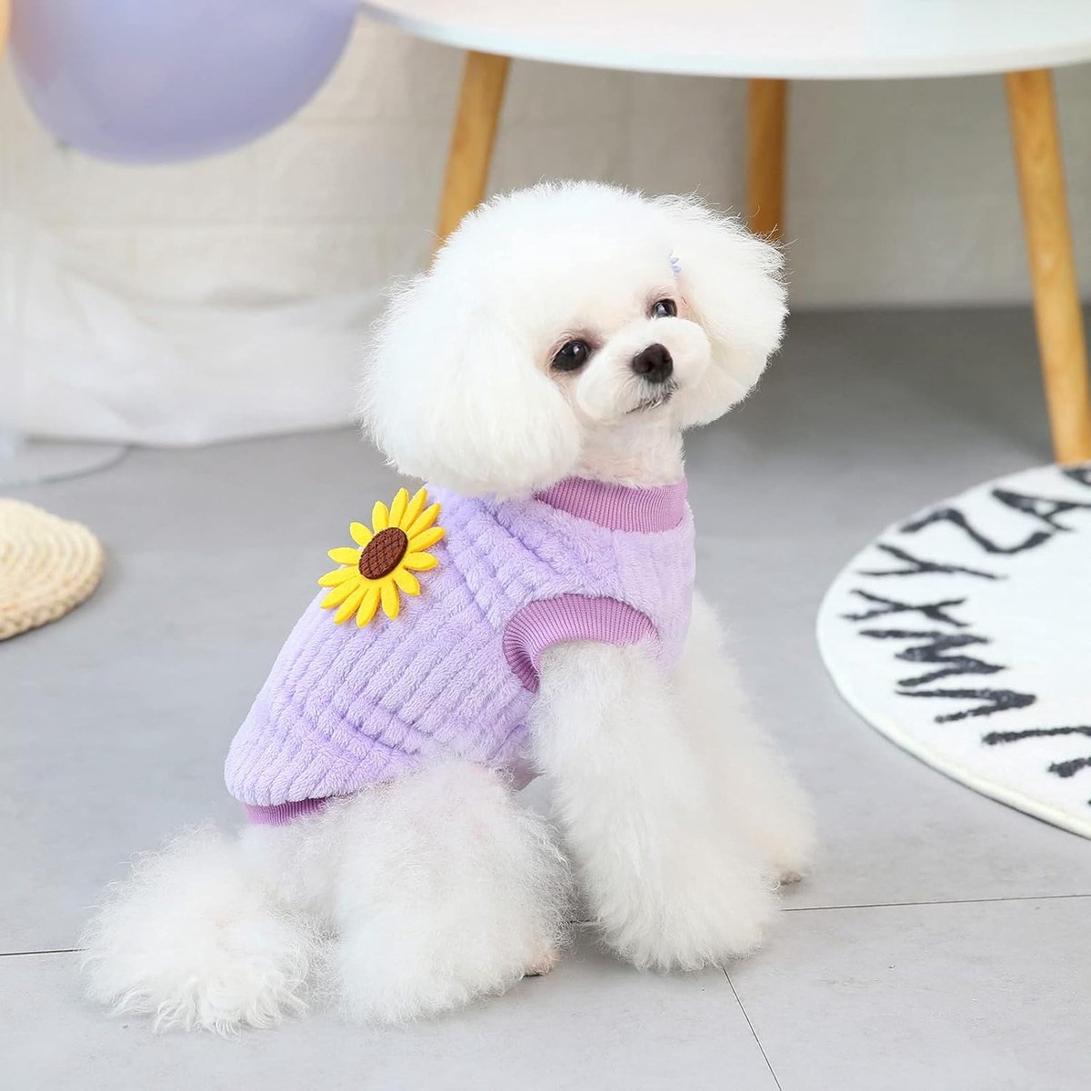 Huisdiertrui, met zonnebloem, gebreide trui, voor kleine honden en katten, gezellig zwart sweatshirt, warme winterjas, schattige kleding voor puppy‘s, yorkies en chihuahua's(Paars,L) — cadeau in Cadeau-ideeën - foto 4