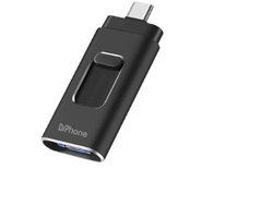 DrPhone EasyDrive - 16GB - 4 In 1 Flashdrive - OTG USB 3.0 + USB-C + Micro USB + Lightning iPhone - Android - Tablet Opslag - Zwart