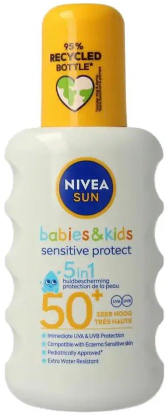 NIVEA SUN Babies & Kids Sensitive Zonnebrand Spray SPF 50 - Zonnebrandcrème voor Gevoelige huid - 200ml