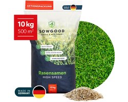 Sowgood Snelkiemend graszaad - Gazon herstellen en doorzaaien - 10 kg voor 500 m² - Verticuteer mix - Duitse topkwaliteit