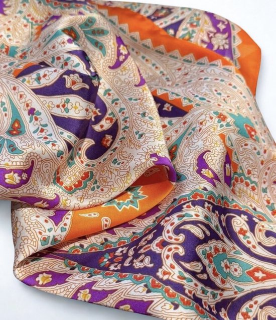 Sjaaltje met print - bandana met print - haarband - sjaaltje meerkleurig - bandana - vierkant sjaaltje met print - bandana sjaaltje - sjaaltje voor dames hals - oranje sjaal - Koningsdag - kingsday - oranje - orange - moederdag - moederdag cadeautje van Merkloos — afbeelding 3