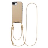 Selencia Telefoonhoesje met Koord en Pasjeshouder - Geschikt voor Apple iPhone 17e / 16e - Backcover met Verstelbaar Koord en Polskoord - 2 Pasjes - Zwart