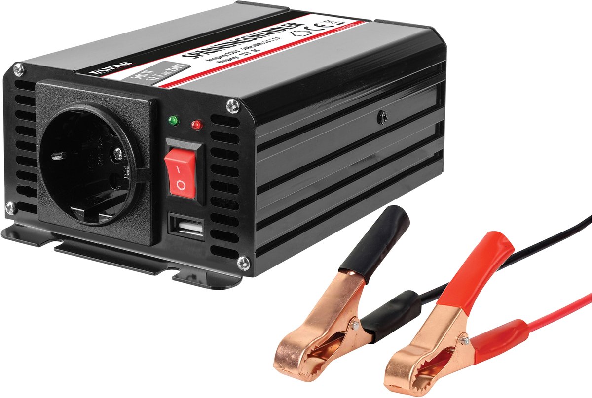 Eufab 300W 12 230V Omvormer 12 V/DC - 230 V/AC
