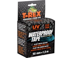 T-REX Waterproof - Extra sterke waterdichte ducttape | Weerbestendige zelfklevende afdichtingstape voor zwembaden, waterleidingen en huishoudelijk gebruik - hecht ook onder water | Zwarte ducttape 50 mm x 1,5 m