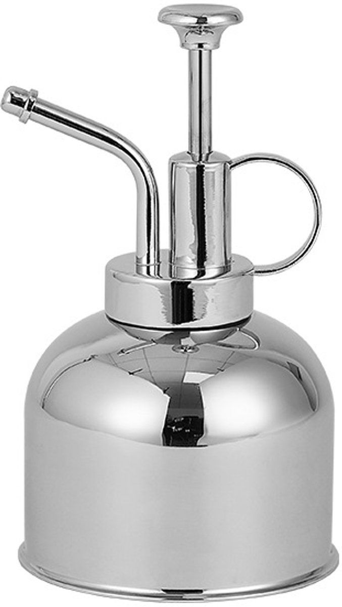 Plantenspuitfles van roestvrij staal - Kleine gieter - Modern tuingereedschap voor kamerplanten in potten - Water geven en sproeien (helder zilver, 0,25 liter)