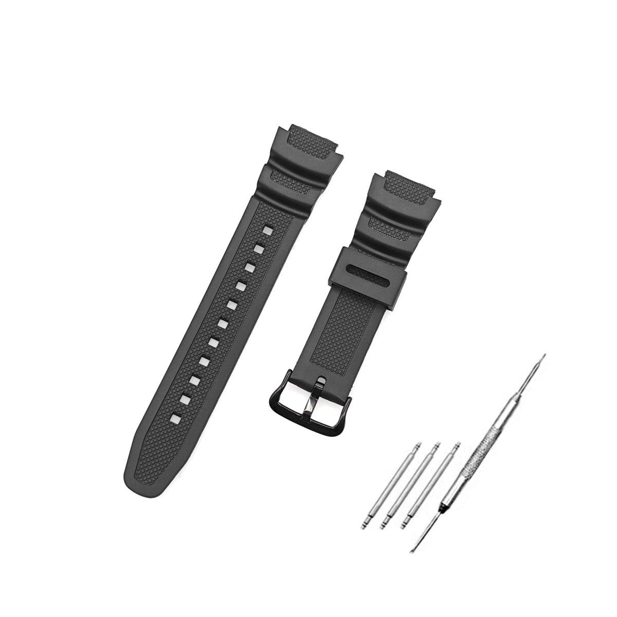 Vervangende Horlogeband - Zwart Rubber 18mm - Waterdicht en Duurzaam