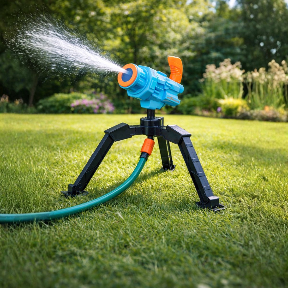 Eddy Toys Waterkanon op Statief – Waterkanon met Tuinslangaansluiting – Draaibare Tuinsproeier voor Kinderen – Buitenspeelgoed met Driepoot – ca. 46 cm – foto 5