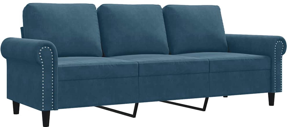 vidaXL Driezitsbank - 180 - cm - fluweel - blauw
