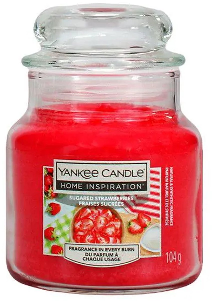 Yankee Candle HOME INSPIRATION SUGARED STRAWBERRIES GEURKAARS 104 GRAM Rood