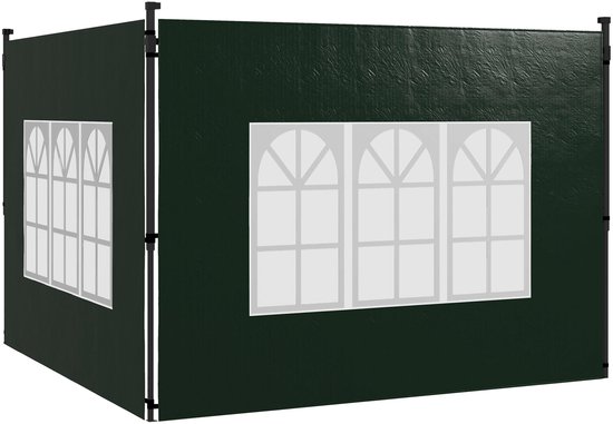 Foto: Outsunny canopy sidewalls pe 293b x 193h cm donkergroen