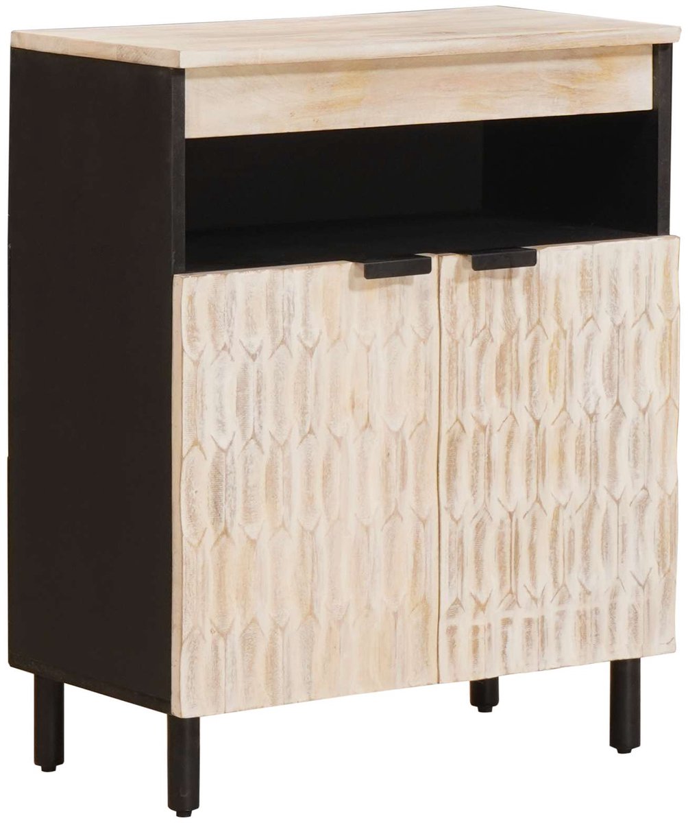 vidaXL - Dressoir - Witte - Was - Afwerking - 60 - x - 33 - x - 75 - cm - Massief - Mango - Hout
