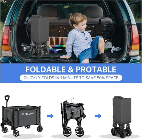 Bolderkar Opvouwbaar Luchtbanden - Strandwagen - Bolderwagen - Outdoor van Bolderkar Opvouwbaar — afbeelding 5