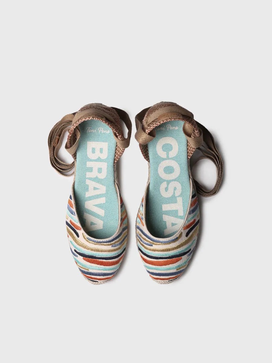 Geborduurde espadrilles met sleehak voor dames | CASTELL