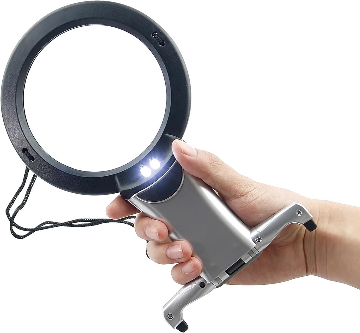 Vergrootglas met Licht - Leesloep Handsfree - Hobby's en Lezen - 2x en 6x Vergroting - 10 cm Lens - Wit
