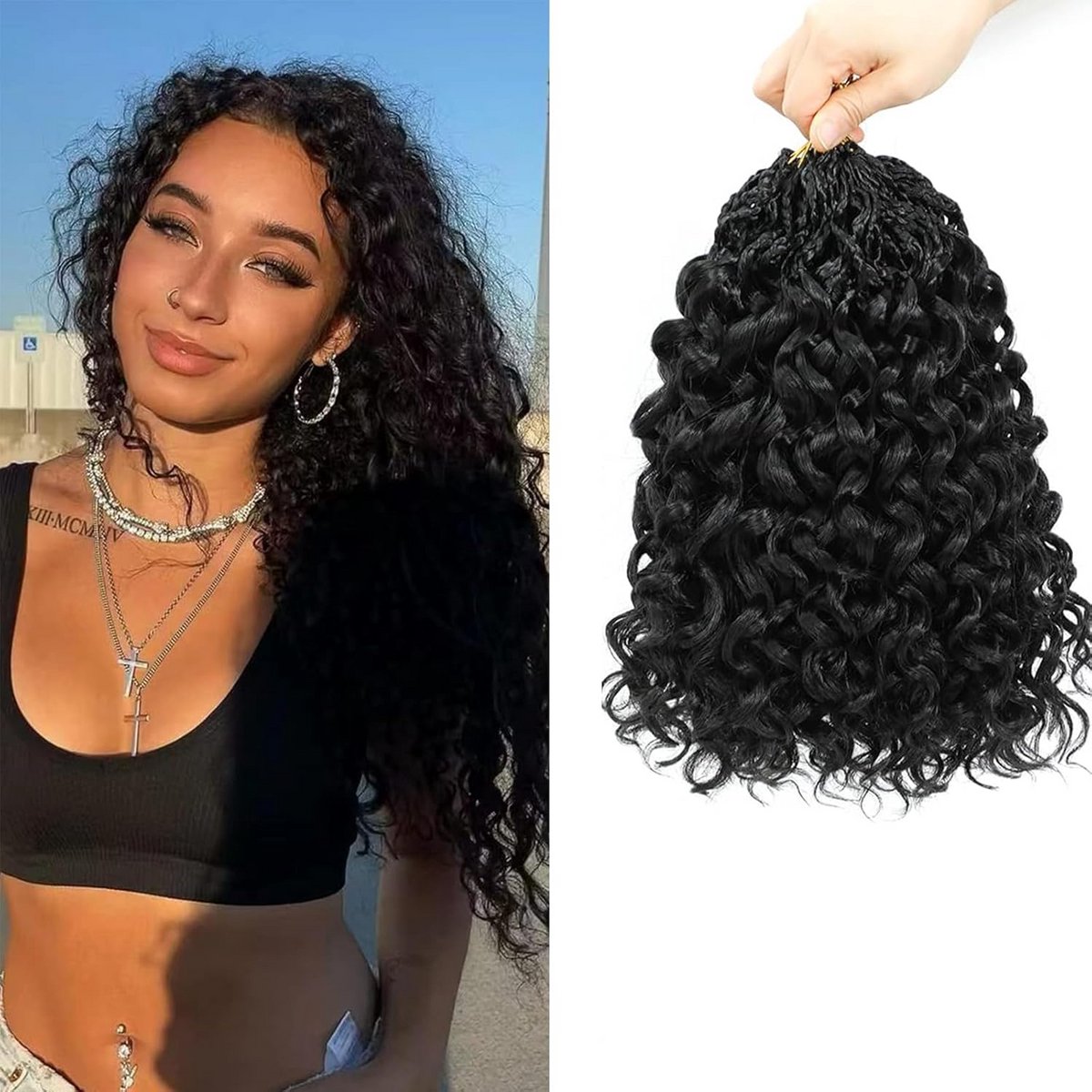 18 Inch Voorgedraaide Krul Crochet Haar 8 Bundels Strand Golf Extensions