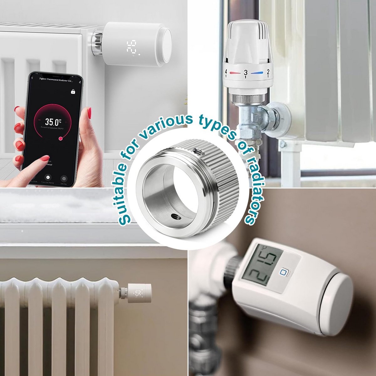 Thermostaatkop Adapter voor Radiatorkraan M30 x 1.5 - Geschikt voor Danfoss RA/RAV/RAVL - RVS