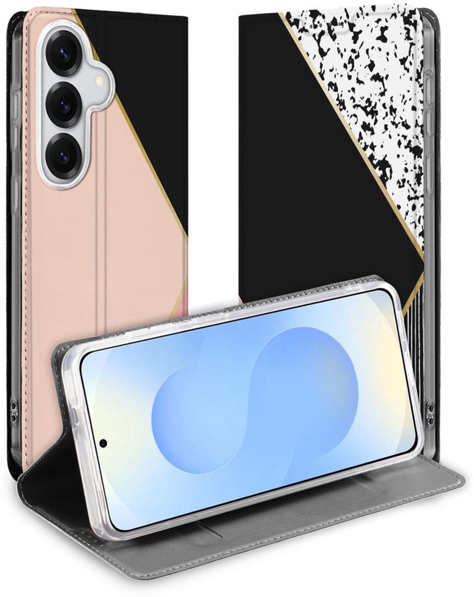 Samsung Galaxy S26 Bookcase Hoesje Black Pink Shapes