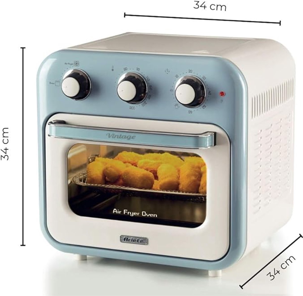 Ariete 4632/05 Vintage Airfryer & Oven - 16 liter - 1400 Watt - timer - draaispit - roterende mand - blauw — afbeelding 5