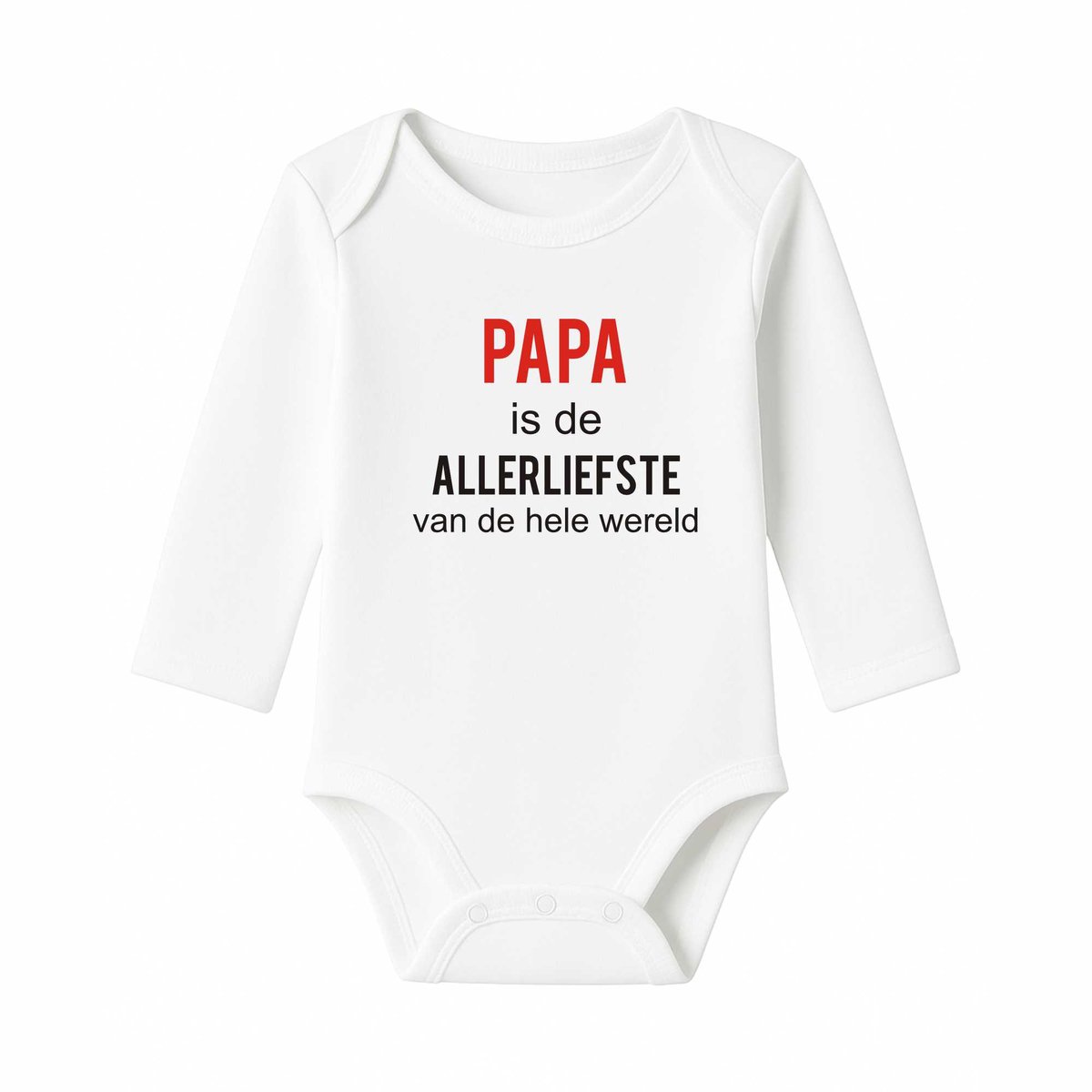 Romper met Tekst Baby – Papa is de allerliefste van de hele wereld – Wit – Lange mouw – Maat 86/92