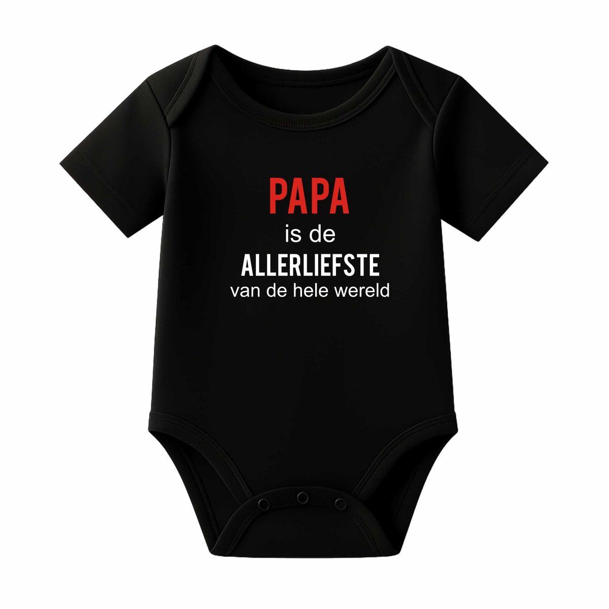 Romper met Tekst Baby – Papa is de allerliefste van de hele wereld – Zwart – Korte mouw – Maat 86/92