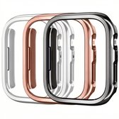 Zwart zilverkleurig en rosé goudkleurig smartwatch beschermhoes set geschikt voor Apple Watch 46 mm serie 10 / 11 driedelige harde PC case hol ontwerp decoratieve watch case