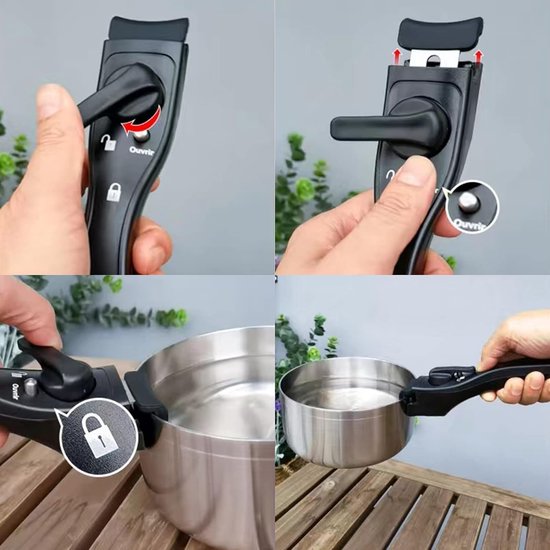 Verwijderbare pannengrepen - Vervangende handgrepen - afneembare handgreep - Schroei- en hittebestendige - Ergonomische - Universeel - gietijzeren pan, koekenpan, soeppotten en bakplaten — afbeelding 3