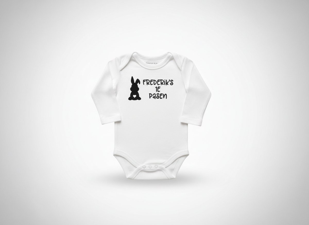 Hip met Pit Creaties Baby Rompertje Eerste Pasen - Gepersonaliseerd Naam - Unisex - Paashaasje - Verschillende Maten - Mail Naam