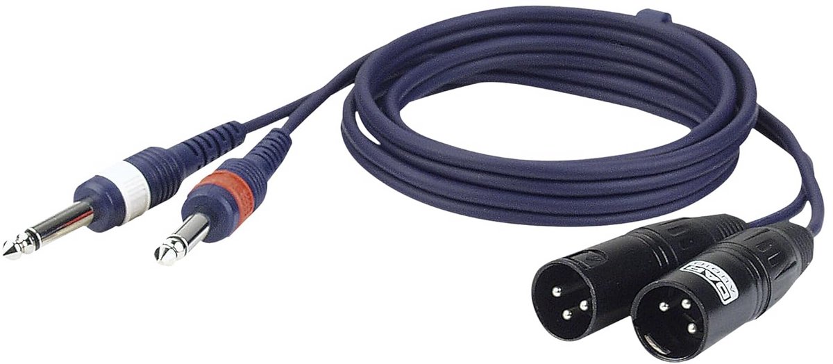 Audiokabel 1,5 meter: 2x Jack Mono naar 2x XLR Mannelijk (3-pins)