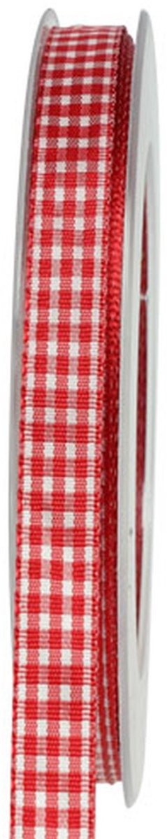 Cadeaulint met zelfkant 8mm 20m rood geruit