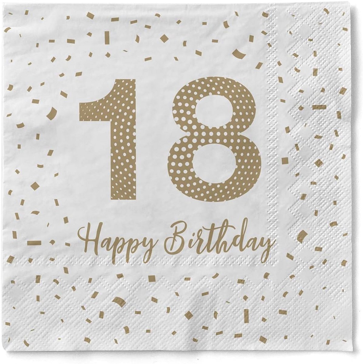 Servetten 18e Verjaardag Feestdecoratie Gouden Happy Birthday 100 Stuks