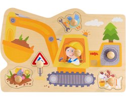 Houten Puzzel met Voertuigen: Insteekpuzzel met Schep/Graafmachine