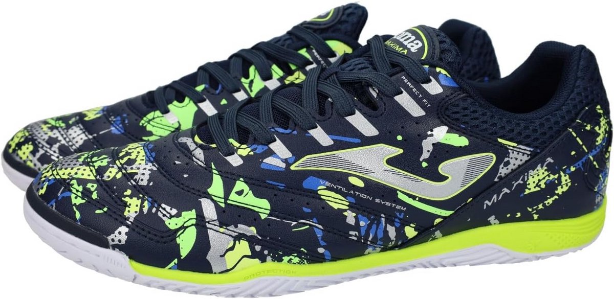 Indoor voetbalschoenen - Comfortabele Futsal schoenen voor Heren en Dames - Marineblauw Neon