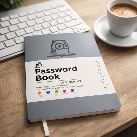 Wachtwoord Notitieboek A6 – Grijs – Veilig Wachtwoorden Opslaan bij Hacks – Wachtwoordenboek - Wachtwoordenboekje - Alfabetische Tabbladen – Internet Wachtwoord Logboek voor Websites, Computer & Login Beheer – Compact en Met Bladwijzer