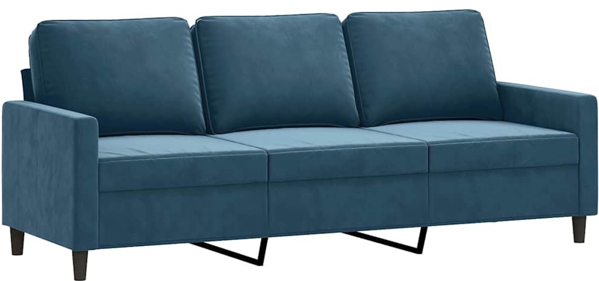 vidaXL Driezitsbank - 180 - cm - fluweel - blauw