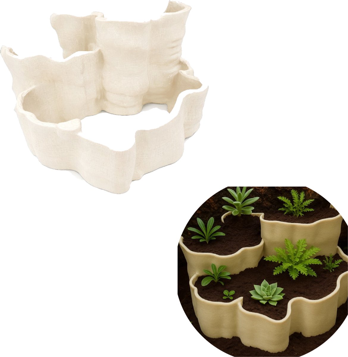 T3D Terrarium Decoratie met Meerdere Niveaus – Terrarium Landschap & Planten Decor – Natuurlijk Gelaagd Ontwerp – Kunststof – Creme kleur – In Nederland Geproduceerd