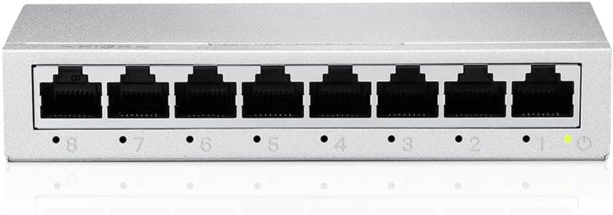 SNJY® Netwerk Switch - Netwerk Splitter - Ethernet Splitter - 8 Poorten - Grijs