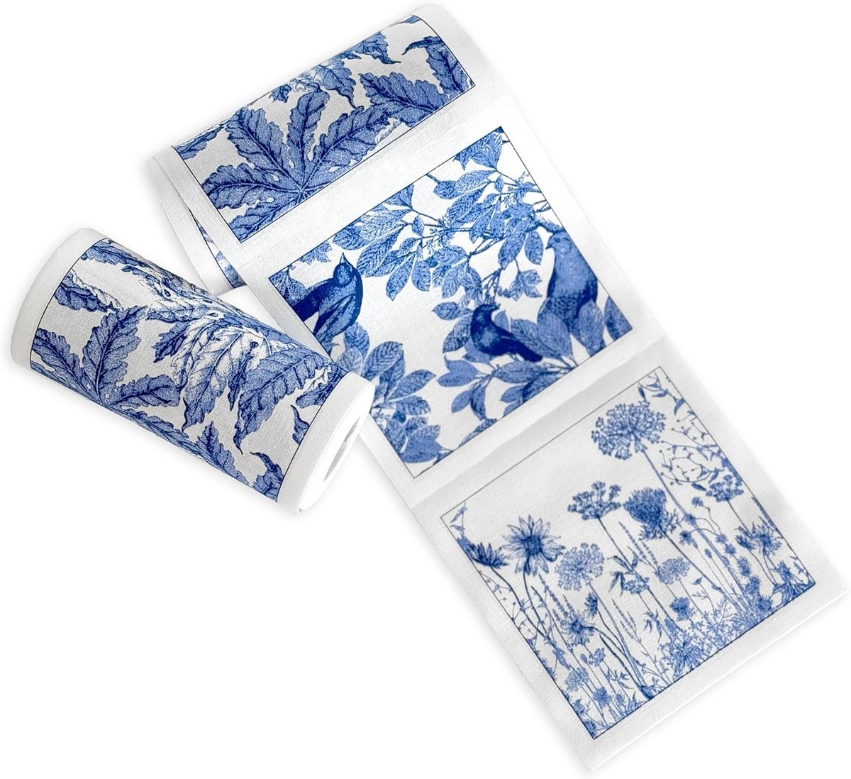 Set Cocktail Servetten Katoen Blauw Wit Bloemenpatroon Herbruikbaar 50 Stuks