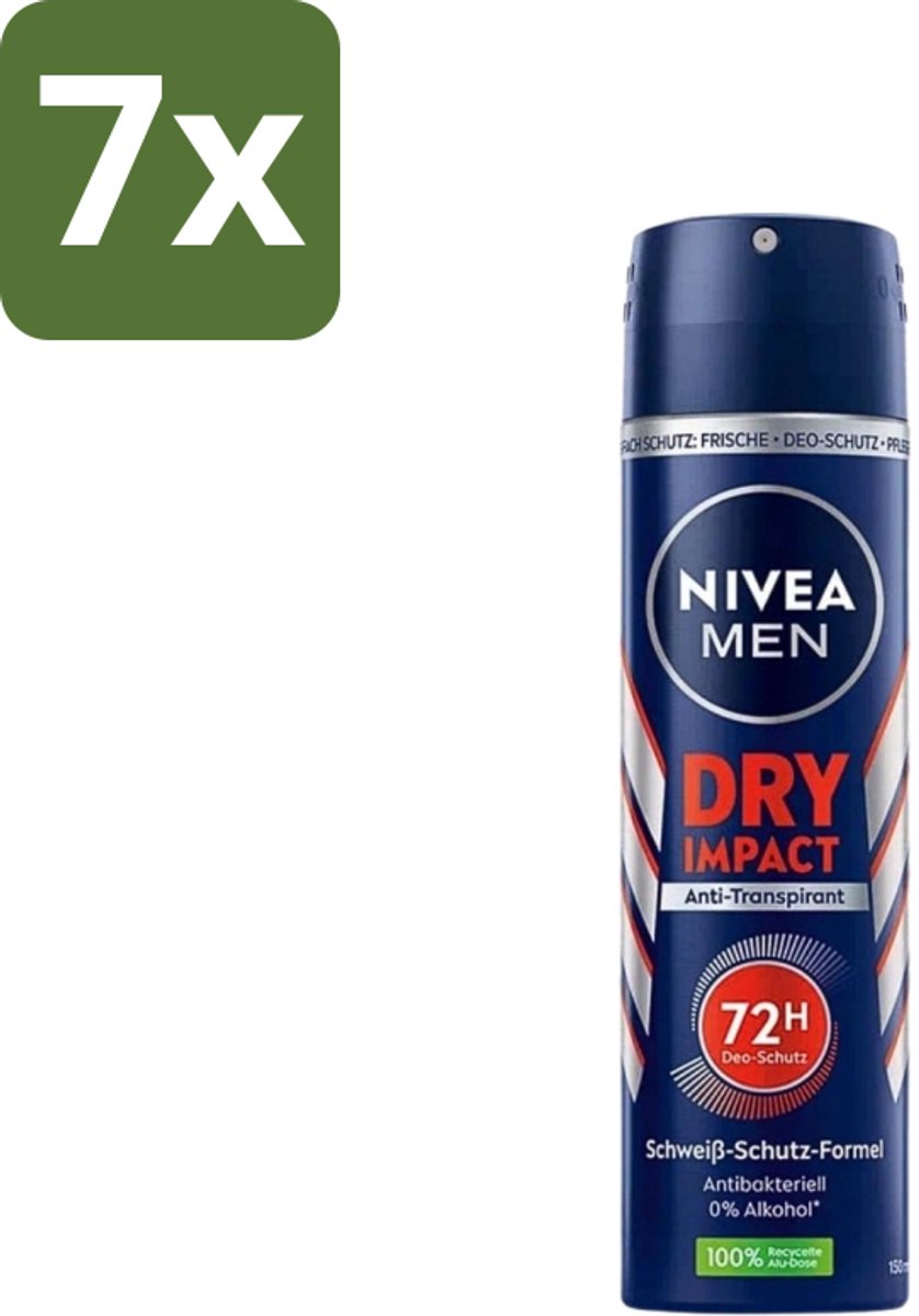 Nivea - Men - Deo Spray - Dry Impact - 48 Uur Lang Werkend - 150 ml - Bulkverpakking - 7 stuks