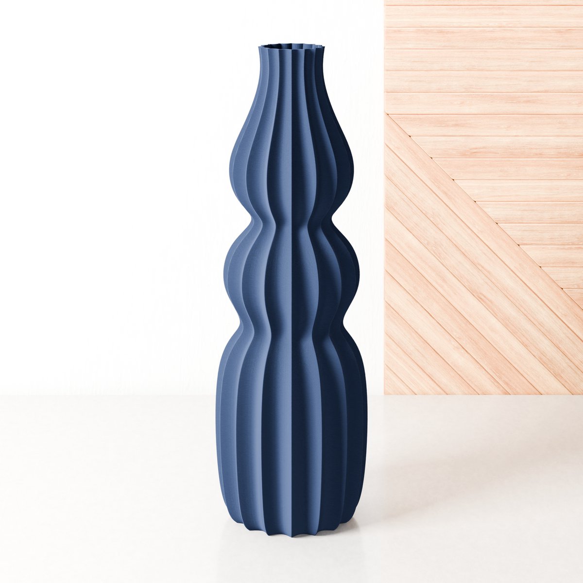 Fleuriek Kleine vaas Blauw - H30 cm - Smalle vloervaas of decoratieve bloemen vaas, gekleurde design vaas van kunststof - Vensterbankvaas