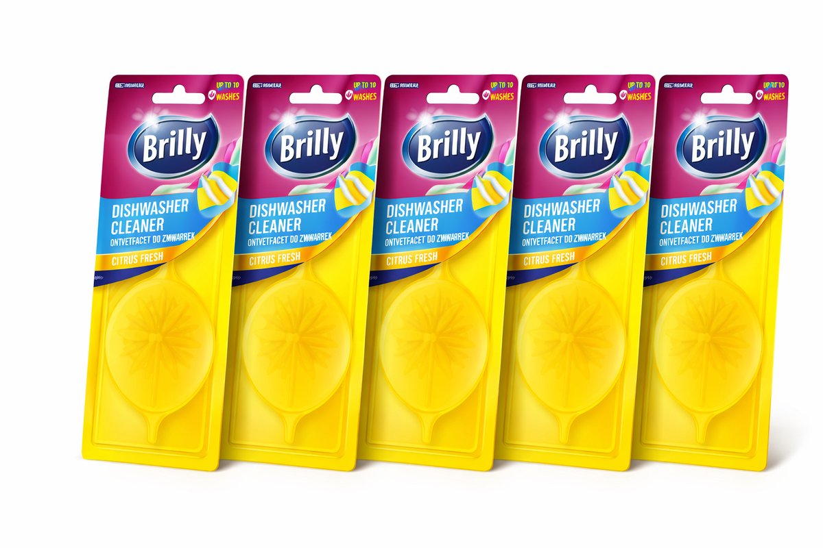 Brilly Vaatwasserreiniger 5-Pack – Diepe Reiniging & Ontkalker – Verwijdert Vet & Kalk – Frisse Geur