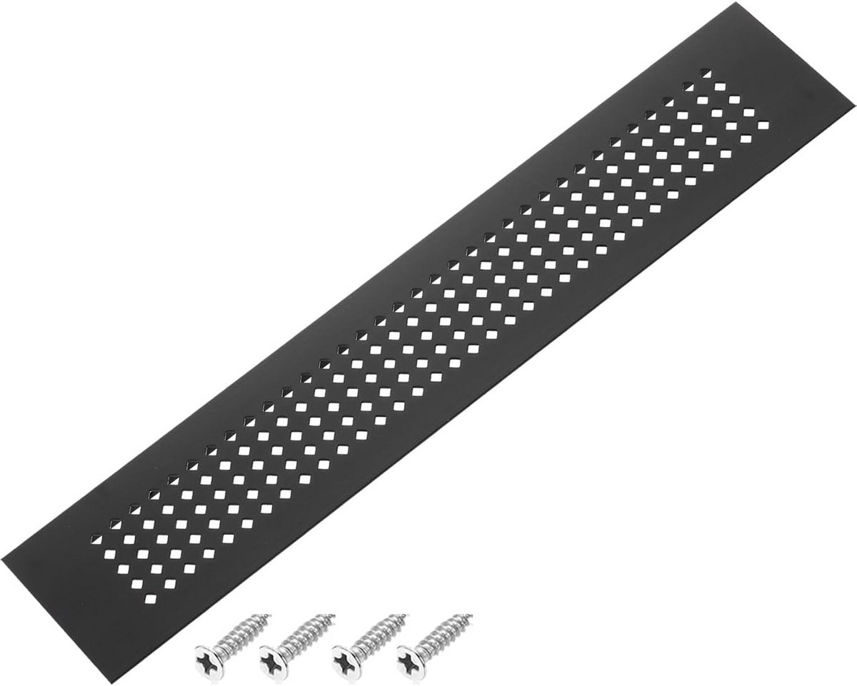 Ventilatierooster Zwart voor Kastdeur en Raam - Aluminium Afdekking met Schroeven