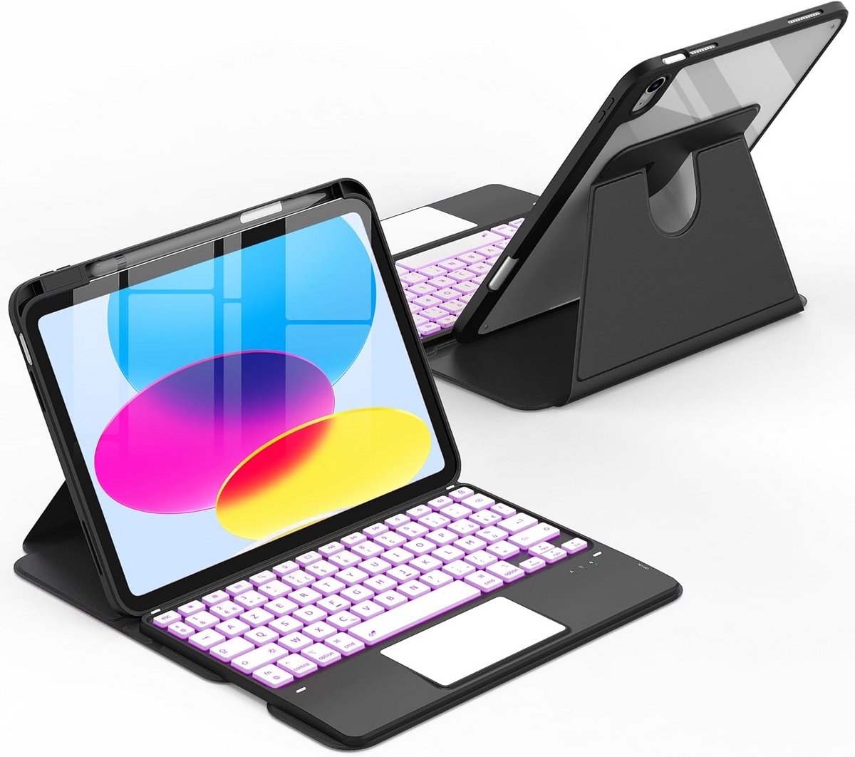 Hoes met AZERTY Toetsenbord en Touchpad met 360° Rotatie voor iPad 11 Inch